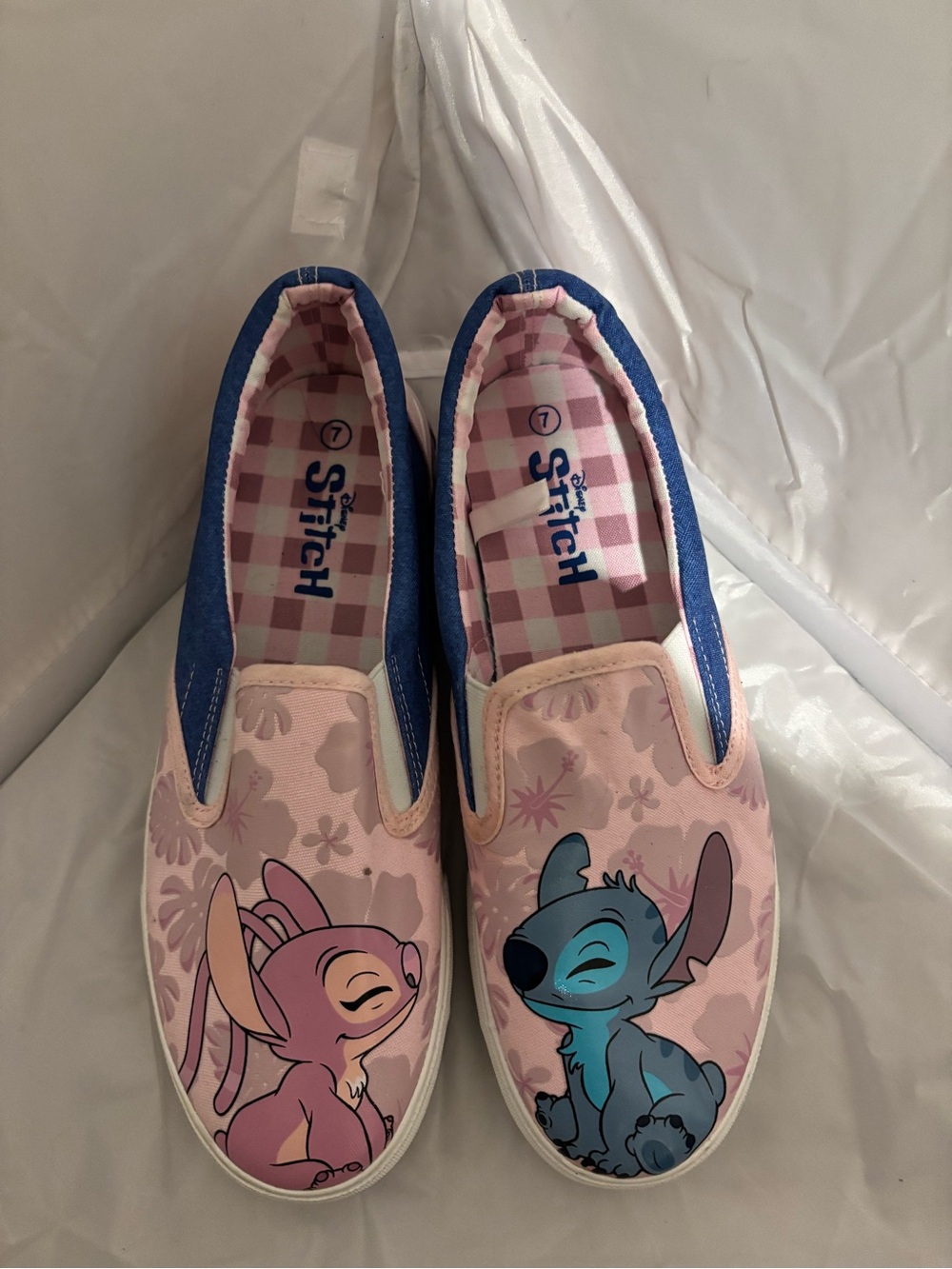 Disney Stitch Pink & Blue Slip-On Women’s Shoes. Size 7